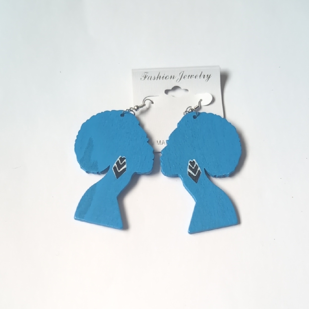 Geometric Blue Statement Earrings